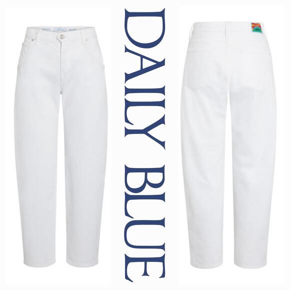Daily Blue Mantra Wide Barrel Jeans Made In USA Button Fly Sirocco White 24x28 - Picture 1 of 15